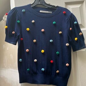 Alice & Olivia pom pom cotton sweater